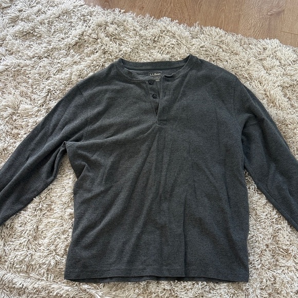 L.L. Bean Other - L.L. Bean Charcoal Long Sleeve Henley 100% Cotton Size XL